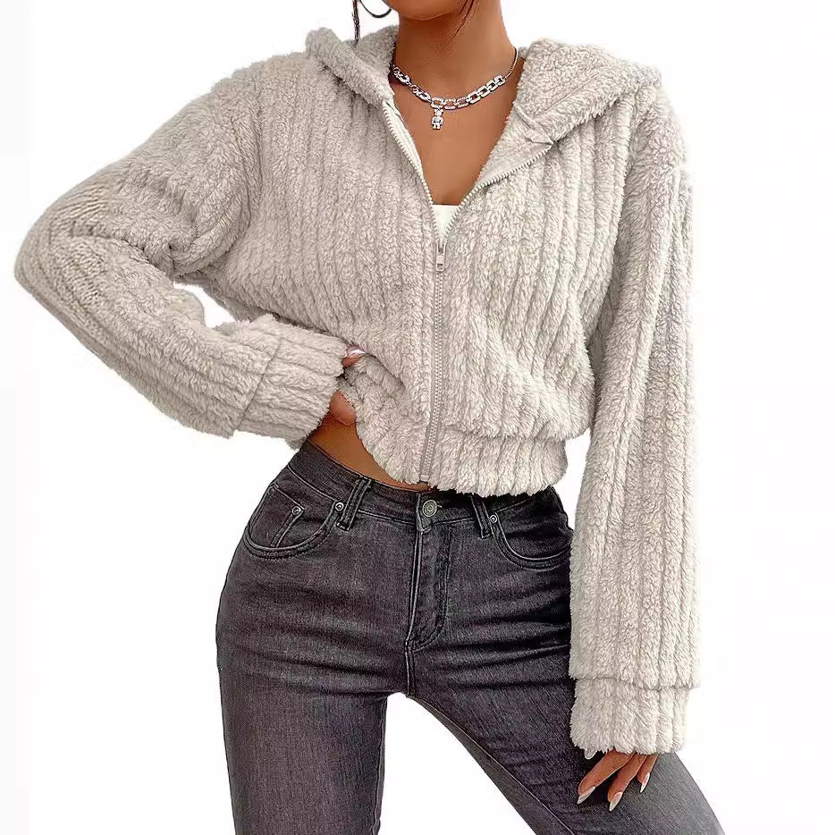 Damen Rotationsjacke aus kuscheligen Fleece mit Hohem Kragen R&B