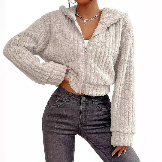 Damen Rotationsjacke aus kuscheligen Fleece mit Hohem Kragen R&B