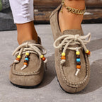 Damen Mokassin-Schuhe mit farbenfrohen Charakterperlen und rutschfester Sohle R&B