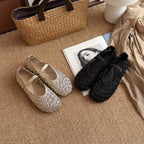Damen Elegante Ballerinas mit modischer Riemchenbindung und weichem Stoff R&B