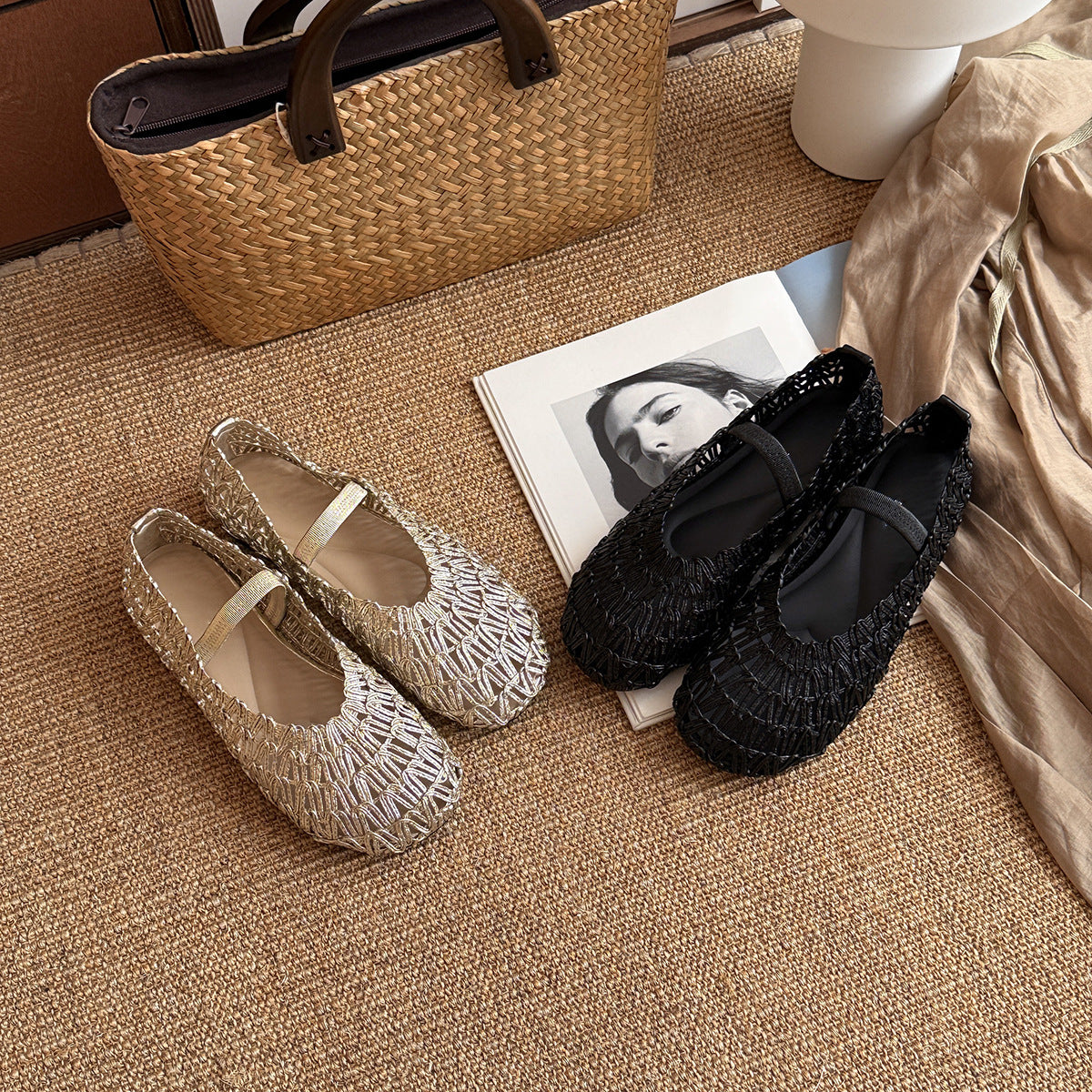 Damen Elegante Ballerinas mit modischer Riemchenbindung und weichem Stoff R&B