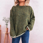 Damen lässiger Wohlfühlpullover mit blockfarbenem Design R&B