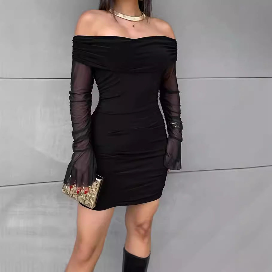 Damen Off-Shoulder Minikleid mit eleganten Rüschendetails R&B