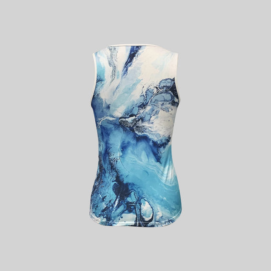 Damen Ärmelloses Oberteil mit farbenfrohem Marmor-Design und Knopfverschluss R&B
