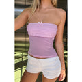 Damen luftiges Bandeau-Oberteil mit Rüschen R&B