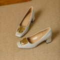 Damen Komfortable Blockabsatz-Pumps mit dekorativem Schmuckdetail