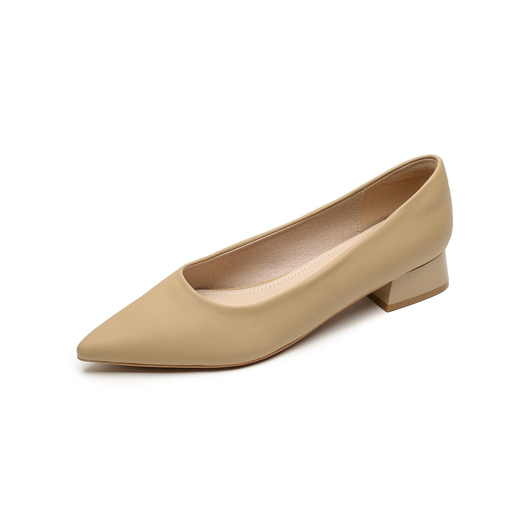 Damen elegante Ballerinas mit spitzem Zehenbereich und komfortablem Blockabsatz R&B
