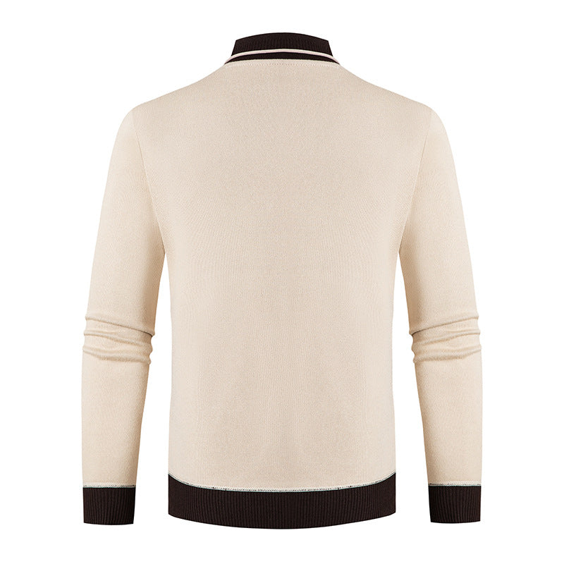 Herren Pullover mit modernem Schalkragen und Knopfdetails R&B