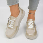Damen Sneakers mit modischem Reißverschluss und bequemer Sohle R&B