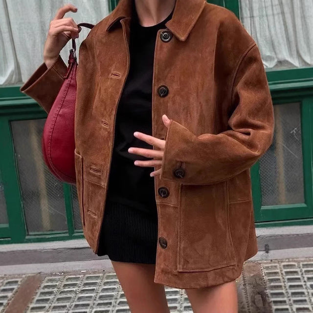 Damen Herrenmode Wildlederjacke R&B