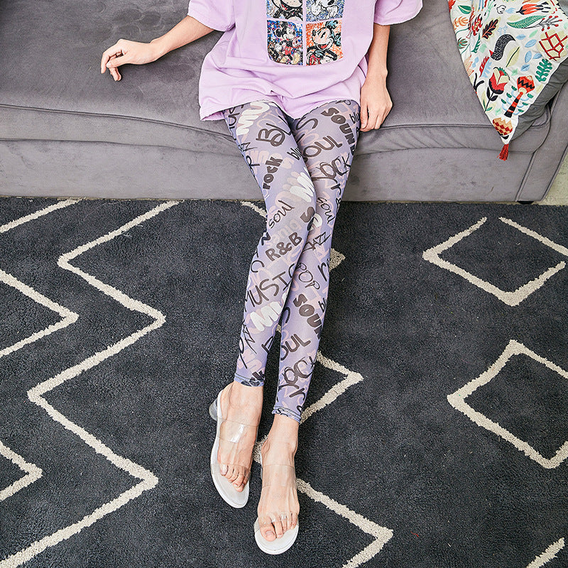 Damen Leggings mit modischem Schriftzug R&B