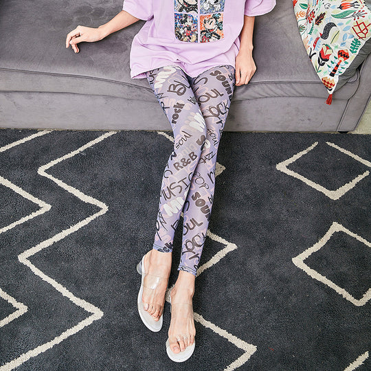 Damen Leggings mit modischem Schriftzug R&B