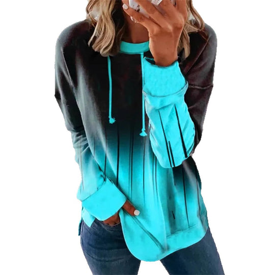 Damen nan Relaxed-Fit Kapuzen-Sweatshirt mit Ombre-Effekt, Kordelzug, abgerundetem Saum und seitlichen Schlitzen R&B