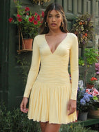 Damen Verspieltes Wickelkleid mit elegantem V-Ausschnitt und Rüschendetails R&B