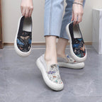 Damen Slip-On Schuhe mit buntem Schmetterlingsmuster und rutschfester Sohle R&B