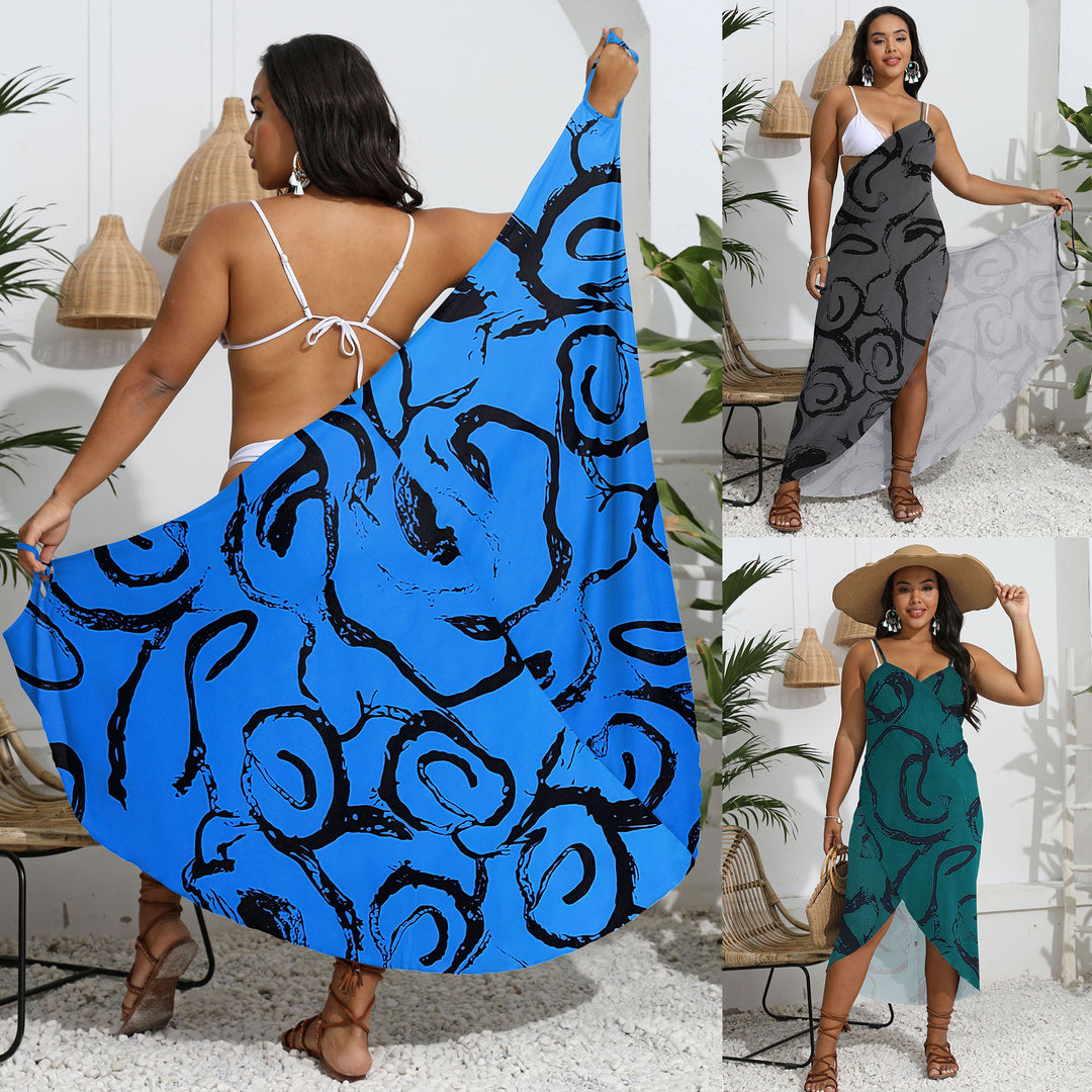 Damen eleganter Strandkaftan mit stylischem Muster R&B