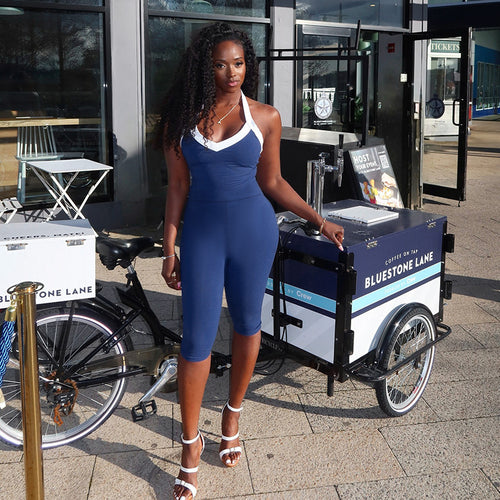 Damen eleganter, figurbetonter Jumpsuit mit V-Ausschnitt und raffinierter Schnürung R&B
