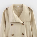 Damen modischer Trenchcoat mit hoch geschlossenem Kragen und praktischen Schulterriegeln R&B