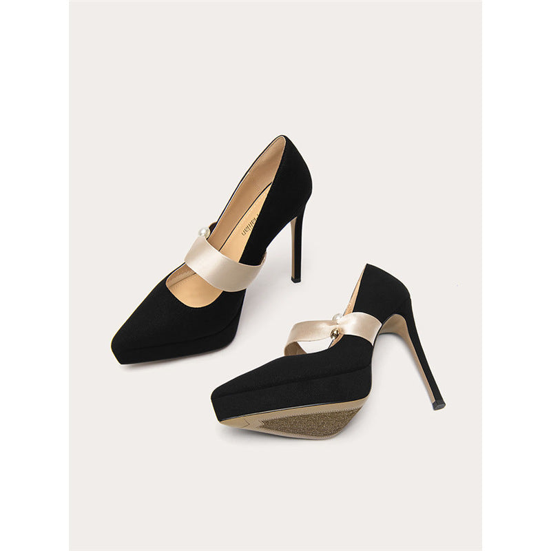 Damen elegante High Heel Pumps mit zarter Riemenverzierung R&B