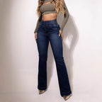 Damen Bootcut Jeans mit elegantem hohen Bund und körperformendem Schnitt R&B