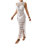 Damen Lässiges Häkelkleid mit Fransen R&B