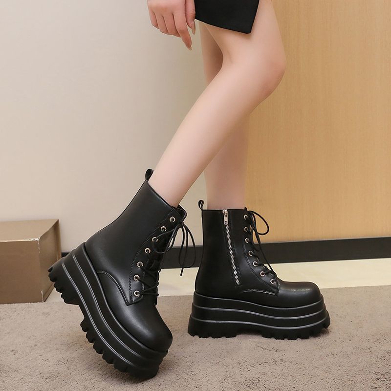 Damen Chunky-Stiefel mit trendiger Plateausohle und Schnürung R&B