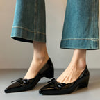 Damen elegante spitze Pumps mit Schleifenakzent