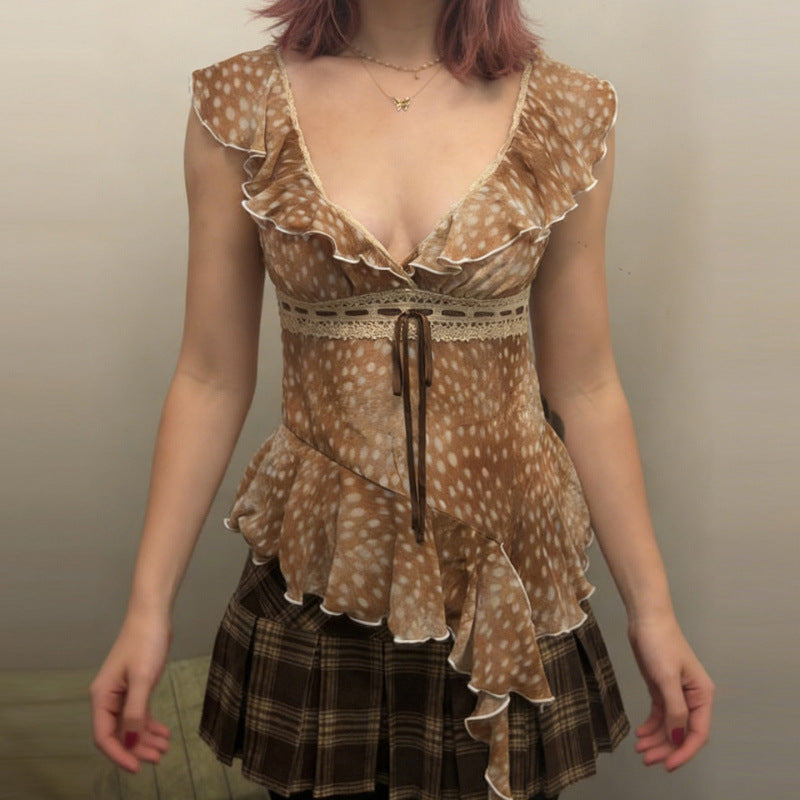 Damen asymmetrisches Kleid mit Rüschendetails R&B