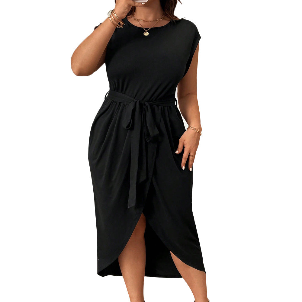 Damen Wickelkleid mit Taillengürtel und elegantem Schlitz R&B