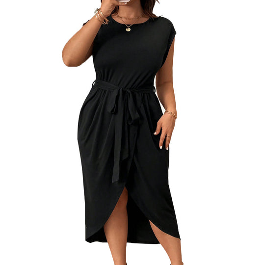 Damen Wickelkleid mit Taillengürtel und elegantem Schlitz R&B