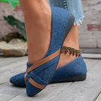 Damen elegante Ballerinas mit gekreuzten Riemen R&B