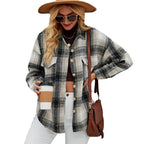 Damen Karierte Overshirt-Jacke aus weichem Flanell R&B
