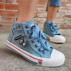 Damen Hohe Sneakers im modernen Used-Look mit modischen Reißverschlussdetails R&B