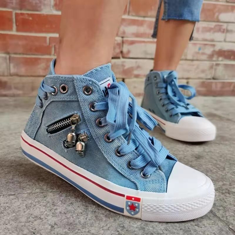 Damen Hohe Sneakers im modernen Used-Look mit modischen Reißverschlussdetails R&B