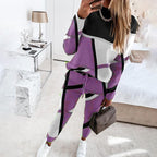 Damen Sportliches Loungewear-Set mit modernem geometrischen Design R&B