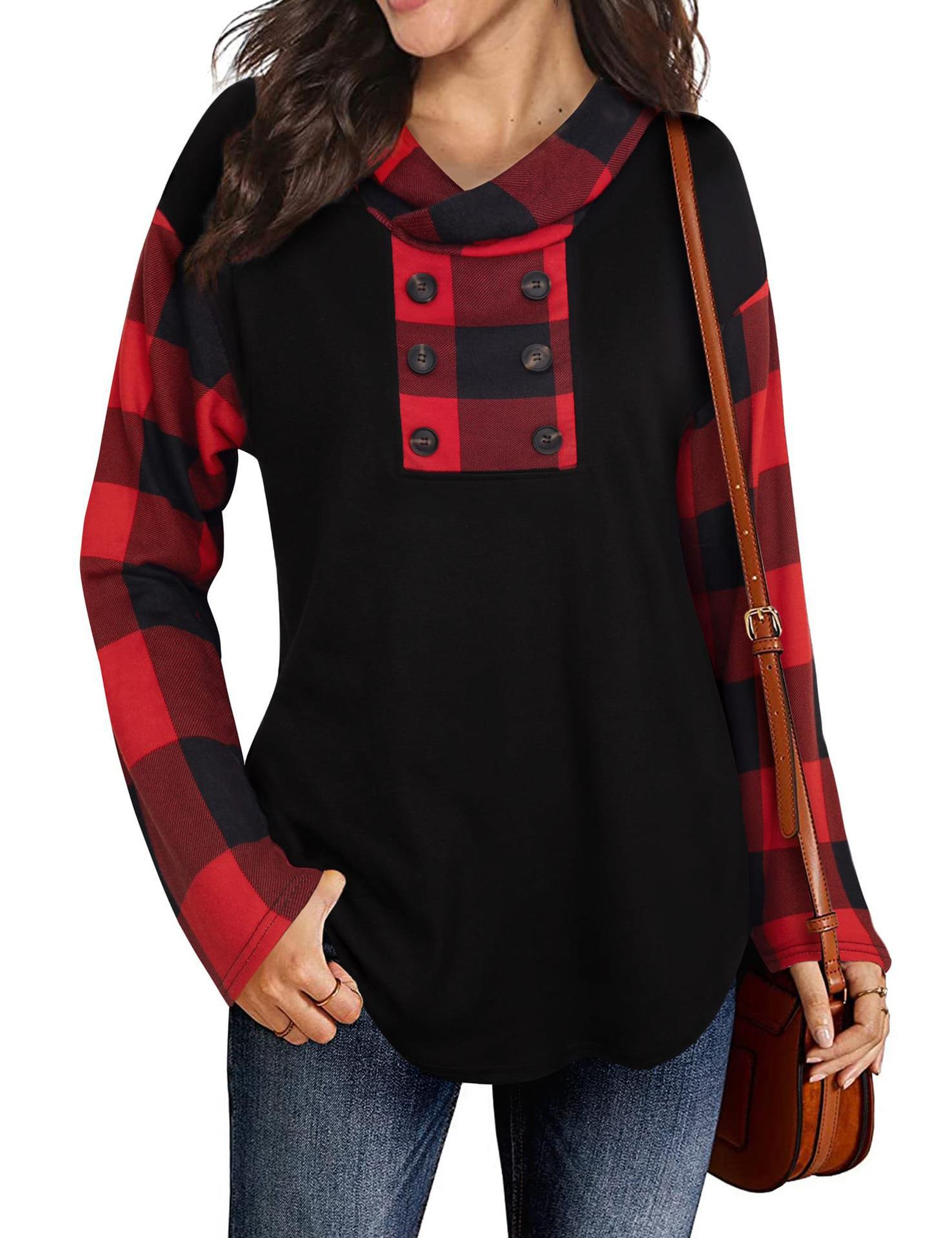 Damen Casual Pullover mit asymmetrischem Kragen und gestreiften Ärmeln R&B