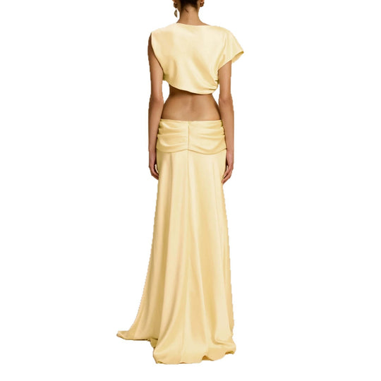 Damen Elegantes bodenlanges Kleid mit drapierten Details R&B