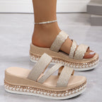 Damen Glitzernde Plateau-Sandalen R&B