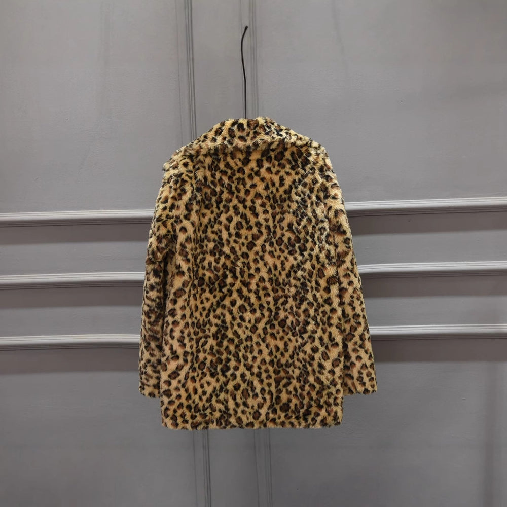 Damen Luxus Kunstpelzjacke im Leopardenmuster R&B