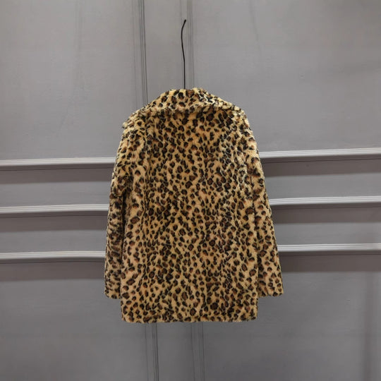 Damen Luxus Kunstpelzjacke im Leopardenmuster R&B