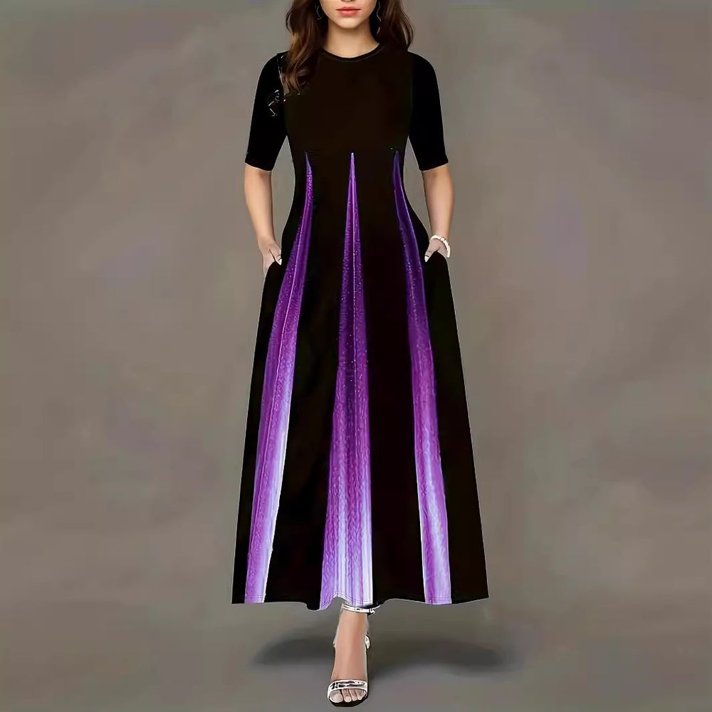 Damen Maxikleid mit eleganten Falten und praktischen Taschen R&B