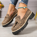 Damen Komfortable Mokassins im tierischen Design mit rutschfester Gummisohle R&B
