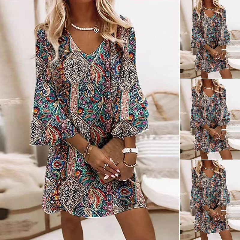 Damen Viskose Minikleid mit einzigartigem Muster R&B