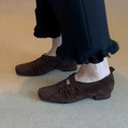 Damen Mokassins mit elastischen Riemen und raffiniertem Falten-Design R&B