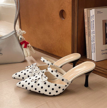 Damen Slingback-Pumps mit gepunktetem Design und elegantem Schleifchen R&B
