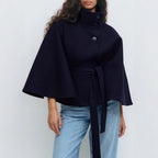Damen Wickeljacke mit elegantem Stehkragen und weit geschnittenen Ärmeln