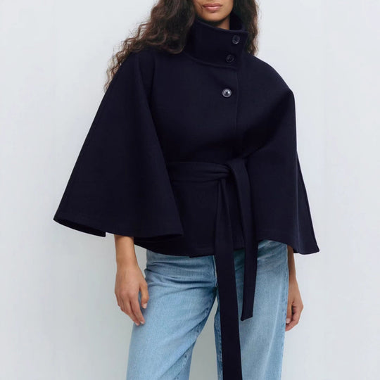 Damen Wickeljacke mit elegantem Stehkragen und weit geschnittenen Ärmeln R&B