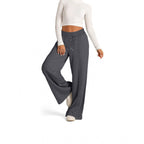 Damen breite Jogginghose mit elastischem Bund und seitlichen Eingrifftaschen