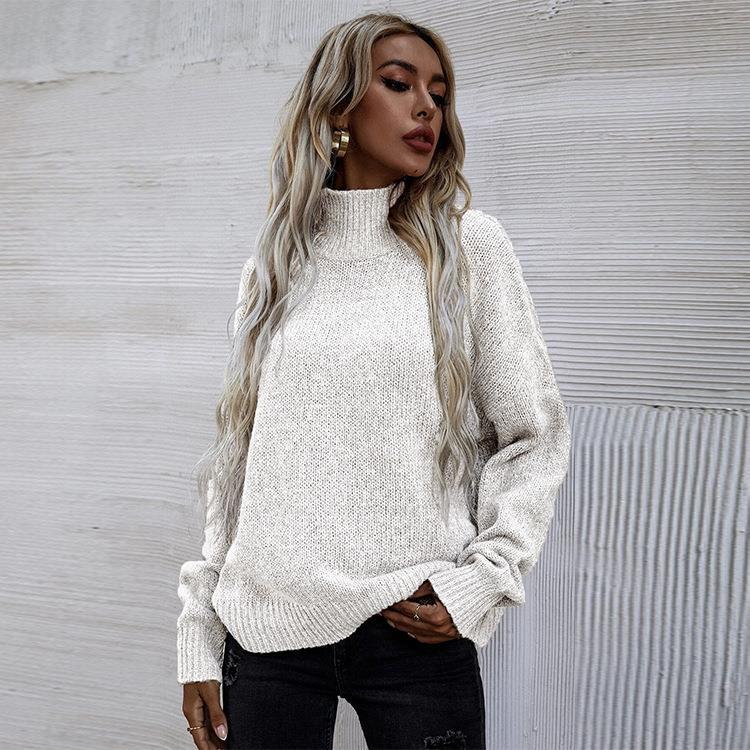 Damen Pullover mit hohem Kragen und lässigem Oversized-Schnitt R&B