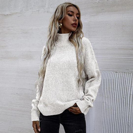 Damen Pullover mit hohem Kragen und lässigem Oversized-Schnitt R&B
